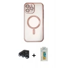 MARSİLYAN™- iPhone 15 Pro Kılıf Nova Işık Özel Seri - Siyah Polymer Nano Ekran Koruyucu + Raze Metal Kamera Lens - LT
