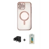 MARSİLYAN™- iPhone 15 Pro Kılıf Nova Işık Özel Seri - Siyah Polymer Nano Ekran Koruyucu + Raze Metal Kamera Lens - SH