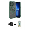MARSİLYAN™- iPhone 15 Pro Kılıf Nova Işık Özel Seri - Siyah Polymer Nano Ekran Koruyucu + Raze Metal Kamera Lens - TMGI