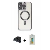 MARSİLYAN™- iPhone 15 Pro Kılıf Nova Işık Özel Seri - Siyah Polymer Nano Ekran Koruyucu + Raze Metal Kamera Lens - LT