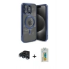 MARSİLYAN™- iPhone 15 Pro Kılıf Nova Işık Özel Seri - Siyah Polymer Nano Ekran Koruyucu + Raze Metal Kamera Lens - LT