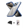 MARSİLYAN™- iPhone 15 Pro Kılıf Nova Işık Serisi - Siyah Bilvis 3D Mat Cam Ekran Koruyucu + Raze Metal Kamera Lens - TMGI