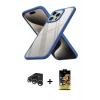 MARSİLYAN™- iPhone 15 Pro Kılıf Nova Işık Serisi - Siyah Buffer Cam Ekran Koruyucu + Raze Metal Kamera Lens - GS