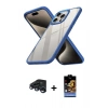 MARSİLYAN™- iPhone 15 Pro Kılıf Nova Işık Serisi - Siyah Buffer Hayalet Cam Ekran Koruyucu + Raze Metal Kamera Lens - LT
