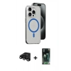 MARSİLYAN™- iPhone 15 Pro Kılıf Odak Form Özel Seri - Şeffaf 360 Full Body Arka Koruyucu + Raze Metal Kamera Lens - SH