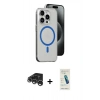 MARSİLYAN™- iPhone 15 Pro Kılıf Odak Form Özel Seri - Şeffaf Pasifik Cam Ekran Koruyucu + Raze Metal Kamera Lens - GS
