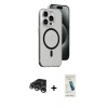 MARSİLYAN™- iPhone 15 Pro Kılıf Odak Form Özel Seri - Şeffaf Pasifik Cam Ekran Koruyucu + Raze Metal Kamera Lens - GS