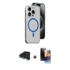 MARSİLYAN™- iPhone 15 Pro Kılıf Odak Form Özel Seri - Siyah 3D Antistatik Mat Seramik Nano Ekran Koruyucu + Raze Metal Kamera Lens - LT