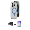 MARSİLYAN™- iPhone 15 Pro Kılıf Odak Form Özel Seri - Siyah Bilvis 5in1 3D Magic Cam Ekran Koruyucu + Raze Metal Kamera Lens - GS