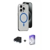MARSİLYAN™- iPhone 15 Pro Kılıf Odak Form Özel Seri - Siyah Bilvis 5in1 3D Magic Cam Ekran Koruyucu + Raze Metal Kamera Lens - LT