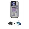 MARSİLYAN™- iPhone 15 Pro Kılıf Odak Klasik Serisi - Siyah 3D Antistatik Cam Ekran Koruyucu + Raze Metal Kamera Lens - TMGI