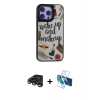 MARSİLYAN™- iPhone 15 Pro Kılıf Odak Klasik Serisi - Siyah 3D Antistatik Cam Ekran Koruyucu + Raze Metal Kamera Lens - TMGI