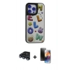 MARSİLYAN™- iPhone 15 Pro Kılıf Odak Klasik Serisi - Siyah 3D Antistatik Mat Seramik Nano Ekran Koruyucu + Raze Metal Kamera Lens - LT