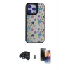 MARSİLYAN™- iPhone 15 Pro Kılıf Odak Klasik Serisi - Siyah 3D Antistatik Mat Seramik Nano Ekran Koruyucu + Raze Metal Kamera Lens - LT