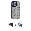 MARSİLYAN™- iPhone 15 Pro Kılıf Odak Klasik Serisi - Siyah 3D Antistatik Seramik Nano Ekran Koruyucu + Raze Metal Kamera Lens - GS