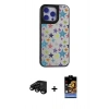 MARSİLYAN™- iPhone 15 Pro Kılıf Odak Klasik Serisi - Siyah Buffer Hayalet Cam Ekran Koruyucu + Siyah Raze Metal Kamera Lens