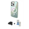 MARSİLYAN™- iPhone 15 Pro Kılıf Odak Modern Serisi - Şeffaf Royal Nano Ekran Koruyucu + Raze Metal Kamera Lens - TMGI