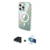 MARSİLYAN™- iPhone 15 Pro Kılıf Odak Modern Serisi - Siyah 3D Antistatik Seramik Nano Ekran Koruyucu + Raze Metal Kamera Lens - LT