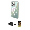 MARSİLYAN™- iPhone 15 Pro Kılıf Odak Modern Serisi - Siyah Buffer Cam Ekran Koruyucu + Raze Metal Kamera Lens - SH