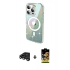 MARSİLYAN™- iPhone 15 Pro Kılıf Odak Modern Serisi - Siyah Buffer Cam Ekran Koruyucu + Raze Metal Kamera Lens - TMGI