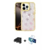 MARSİLYAN™- iPhone 15 Pro Kılıf Odak Prime - Siyah 3D Antistatik Cam Ekran Koruyucu + Raze Metal Kamera Lens - TMGI