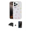 MARSİLYAN™- iPhone 15 Pro Kılıf Odak Prime - Siyah 3D Antistatik Hayalet Cam Ekran Koruyucu + Raze Metal Kamera Lens - GS