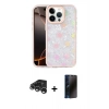 MARSİLYAN™- iPhone 15 Pro Kılıf Odak Prime - Siyah 3D Antistatik Hayalet Cam Ekran Koruyucu + Raze Metal Kamera Lens - GS
