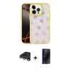 MARSİLYAN™- iPhone 15 Pro Kılıf Odak Prime - Siyah 3D Antistatik Hayalet Cam Ekran Koruyucu + Raze Metal Kamera Lens - GS