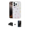 MARSİLYAN™- iPhone 15 Pro Kılıf Odak Prime - Siyah 3D Antistatik Hayalet Cam Ekran Koruyucu + Raze Metal Kamera Lens - TMGI