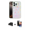 MARSİLYAN™- iPhone 15 Pro Kılıf Odak Prime - Siyah 3D Antistatik Mat Seramik Nano Ekran Koruyucu + Titanyum Gri Raze Metal Kamera Lens