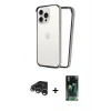 MARSİLYAN™- iPhone 15 Pro Kılıf Pusula Asil Koleksiyonu - Şeffaf 360 Full Body Arka Koruyucu + Raze Metal Kamera Lens - GS