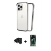 MARSİLYAN™- iPhone 15 Pro Kılıf Pusula Asil Koleksiyonu - Şeffaf 360 Full Body Arka Koruyucu + Raze Metal Kamera Lens - SH