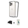 MARSİLYAN™- iPhone 15 Pro Kılıf Pusula Asil Koleksiyonu - Şeffaf Pasifik Cam Ekran Koruyucu + Siyah Raze Metal Kamera Lens