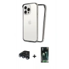 MARSİLYAN™- iPhone 15 Pro Kılıf Pusula Asil Koleksiyonu - Siyah 360 Mat Full Body Arka Koruyucu + Raze Metal Kamera Lens - LT