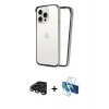 MARSİLYAN™- iPhone 15 Pro Kılıf Pusula Asil Koleksiyonu - Siyah 3D Antistatik Cam Ekran Koruyucu + Raze Metal Kamera Lens - TMGI