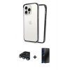 MARSİLYAN™- iPhone 15 Pro Kılıf Pusula Asil Koleksiyonu - Siyah 3D Antistatik Hayalet Cam Ekran Koruyucu + Raze Metal Kamera Lens - LT