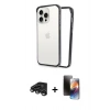 MARSİLYAN™- iPhone 15 Pro Kılıf Pusula Asil Koleksiyonu - Siyah 3D Antistatik Mat Seramik Nano Ekran Koruyucu + Raze Metal Kamera Lens - TMGI