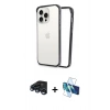 MARSİLYAN™- iPhone 15 Pro Kılıf Pusula Asil Koleksiyonu - Siyah 3D Antistatik Seramik Nano Ekran Koruyucu + Lacivert Raze Metal Kamera Lens