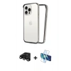 MARSİLYAN™- iPhone 15 Pro Kılıf Pusula Asil Koleksiyonu - Siyah 3D Antistatik Seramik Nano Ekran Koruyucu + Siyah Raze Metal Kamera Lens
