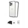 MARSİLYAN™- iPhone 15 Pro Kılıf Pusula Asil Koleksiyonu - Siyah Bilvis 0.18mm Plus Cam Ekran Koruyucu + Raze Metal Kamera Lens - TMGI