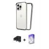 MARSİLYAN™- iPhone 15 Pro Kılıf Pusula Asil Koleksiyonu - Siyah Bilvis 5in1 3D Magic Cam Ekran Koruyucu + Raze Metal Kamera Lens - LT
