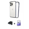 MARSİLYAN™- iPhone 15 Pro Kılıf Pusula Asil Koleksiyonu - Siyah Bilvis 5in1 5D Magic Hayalet Cam Ekran Koruyucu + Raze Metal Kamera Lens - LT