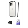 MARSİLYAN™- iPhone 15 Pro Kılıf Pusula Asil Koleksiyonu - Siyah Bilvis 5in1 5D Magic Hayalet Cam Ekran Koruyucu + Raze Metal Kamera Lens - TMGI