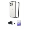 MARSİLYAN™- iPhone 15 Pro Kılıf Pusula Asil Koleksiyonu - Siyah Bilvis 5in1 5D Magic Hayalet Cam Ekran Koruyucu + Raze Metal Kamera Lens - LT