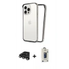 MARSİLYAN™- iPhone 15 Pro Kılıf Pusula Asil Koleksiyonu - Siyah Bilvis Hayalet Cam Ekran Koruyucu + Raze Metal Kamera Lens - TMGI