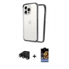 MARSİLYAN™- iPhone 15 Pro Kılıf Pusula Asil Koleksiyonu - Siyah Buffer Hayalet Cam Ekran Koruyucu + Siyah Raze Metal Kamera Lens