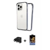 MARSİLYAN™- iPhone 15 Pro Kılıf Pusula Asil Koleksiyonu - Siyah Buffer Hayalet Cam Ekran Koruyucu + Siyah Raze Metal Kamera Lens