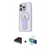 MARSİLYAN™- iPhone 15 Pro Kılıf Pusula Doku Koleksiyonu - Siyah 3D Antistatik Seramik Nano Ekran Koruyucu + Raze Metal Kamera Lens - GS