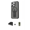 MARSİLYAN™- iPhone 15 Pro Kılıf Pusula Doku Koleksiyonu - Siyah Joko Magic 5D Hayalet Cam + Gümüş Raze Metal Kamera Lens