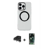 MARSİLYAN™- iPhone 15 Pro Kılıf Pusula Form - Şeffaf 360 Full Body Arka Koruyucu + Raze Metal Kamera Lens - GS